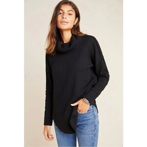 Anthropologie Maeve Black Waffle Knit Ainsley Turtleneck Thermal XS